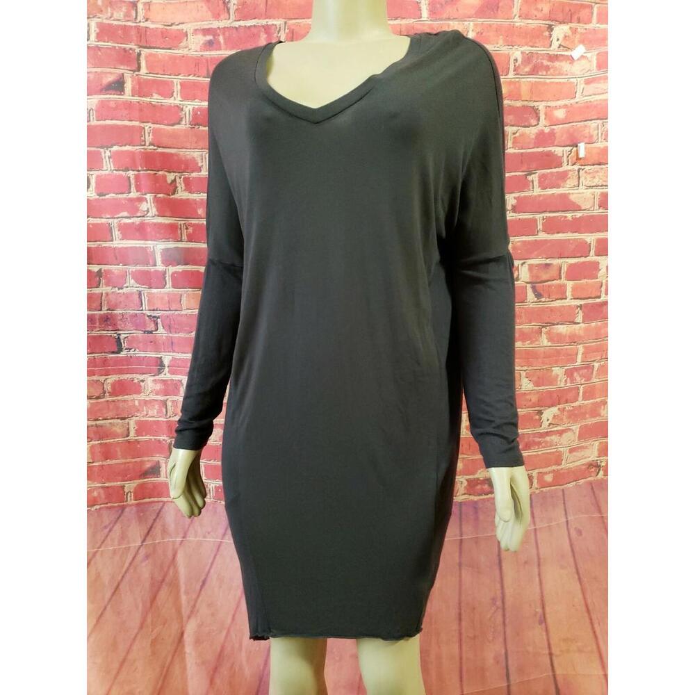 AllSaints HALE Long Sleeve washed black Women Shirt Dress cutouts elbows. Size M - Picture 4 of 10